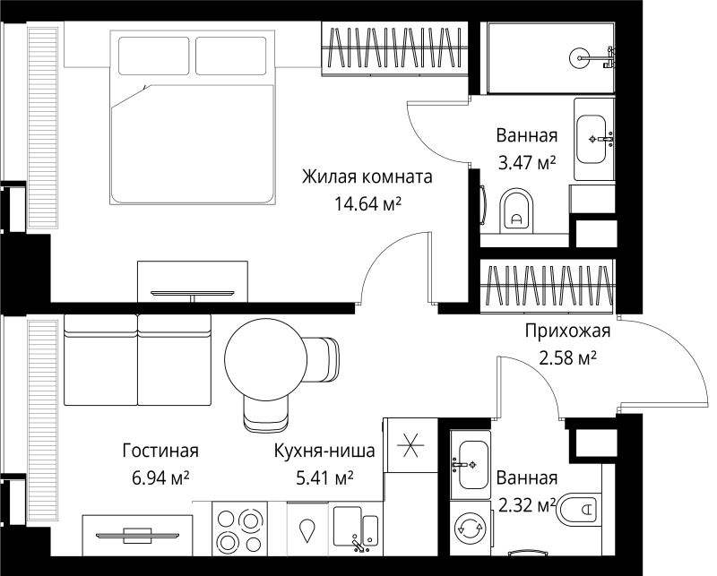 1 ккв 35,4 м²