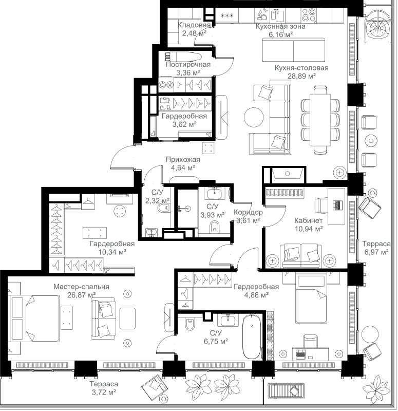 4 ккв (Евро) 142,3 м²