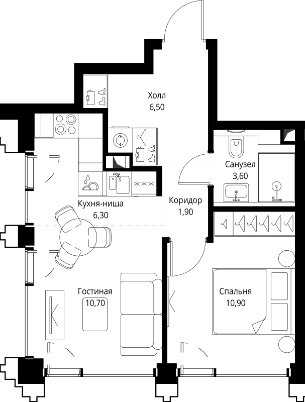 2 ккв (Евро) 40,4 м²