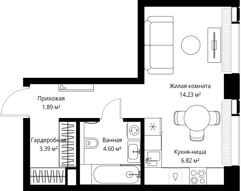 Студия 30,9 м²