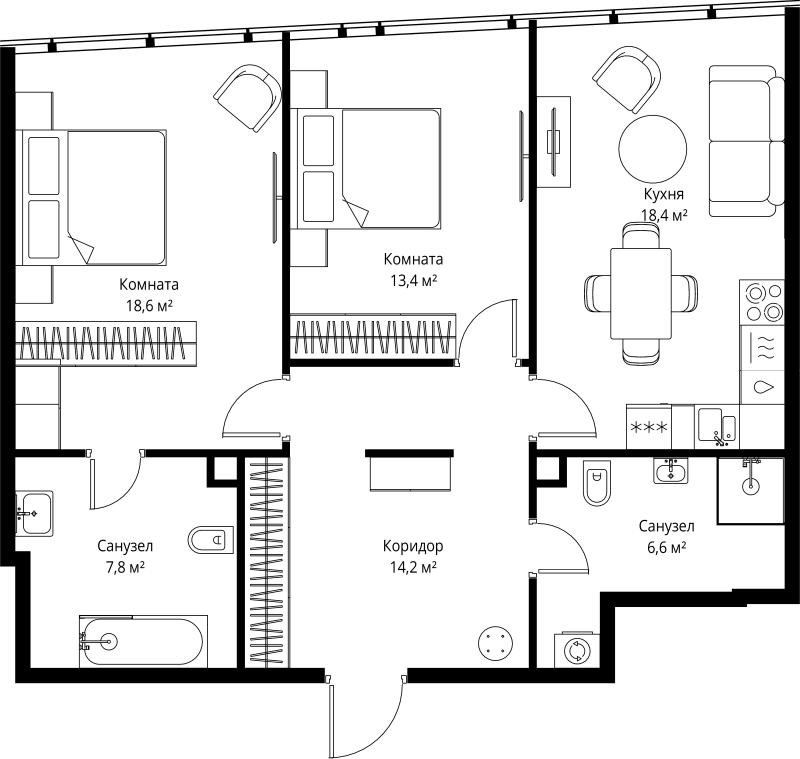 3 ккв (Евро) 79 м²