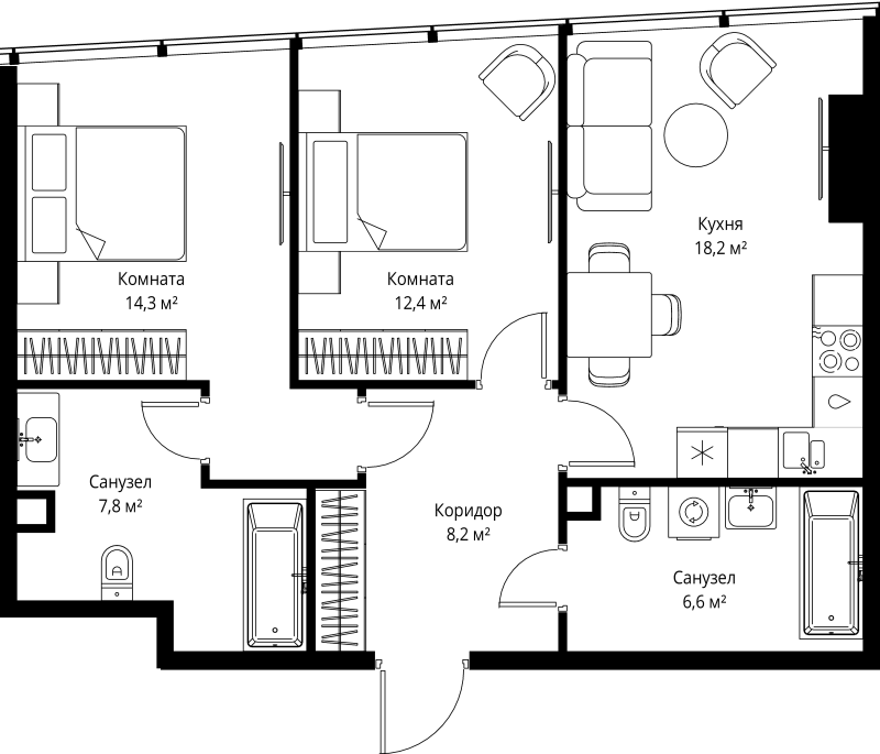 3 ккв (Евро) 67,5 м²