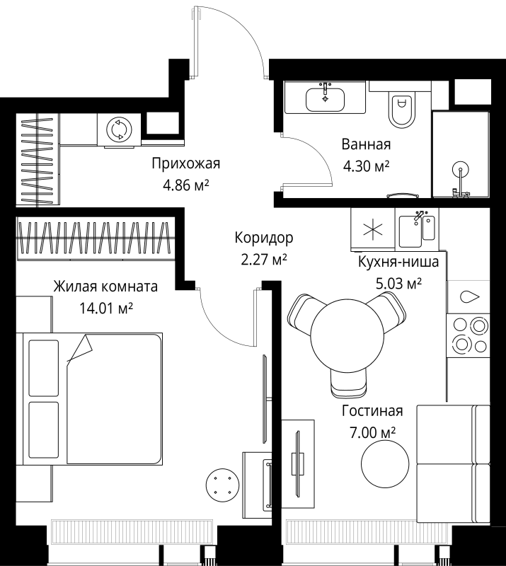 1 ккв 37,5 м²