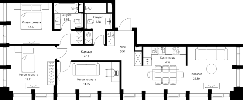 4 ккв (Евро) 82,8 м²