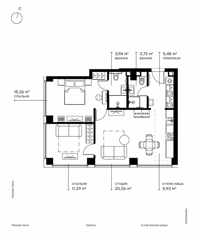 3 ккв (Евро) 66,2 м²