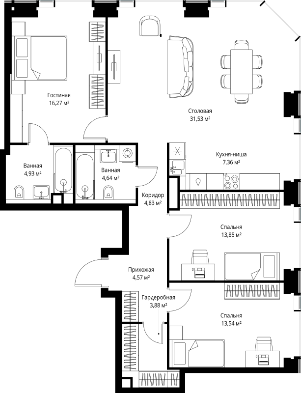 4 ккв (Евро) 105,4 м²