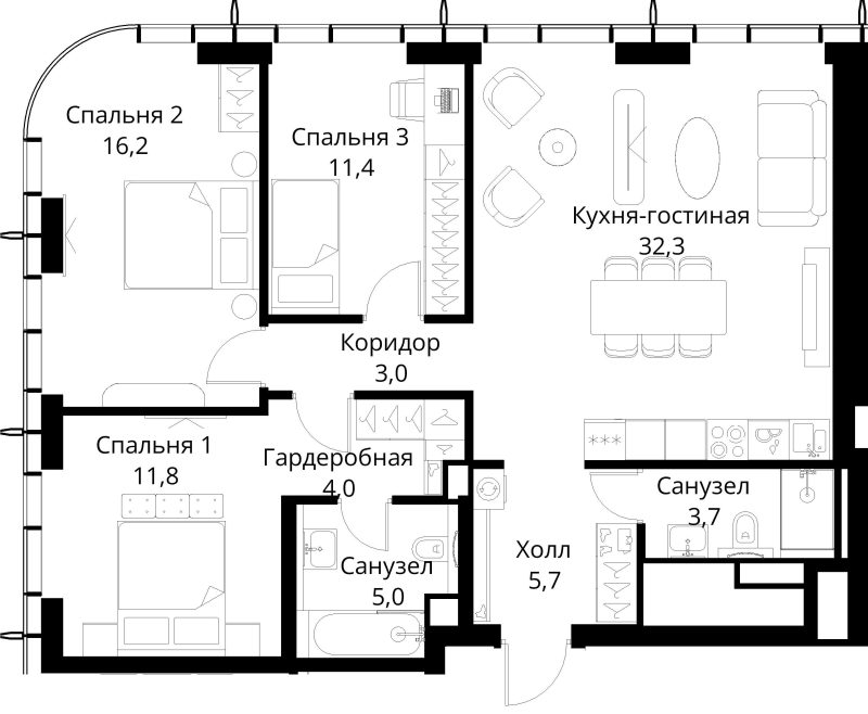 4 ккв (Евро) 93,1 м²