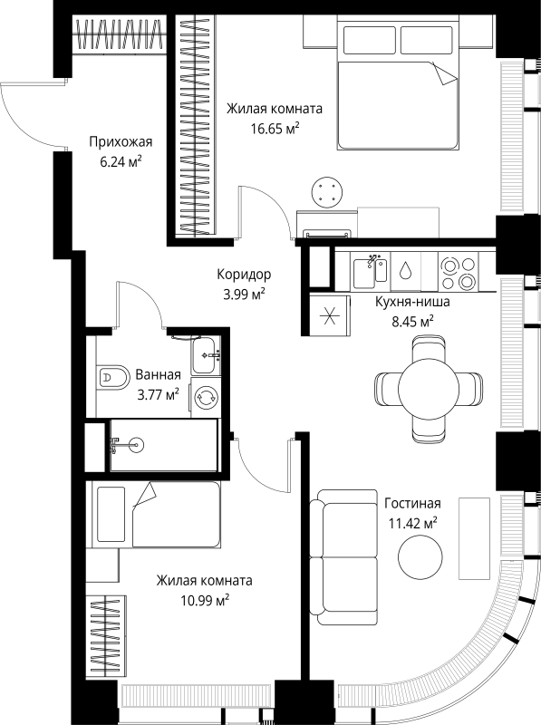 3 ккв (Евро) 61,5 м²
