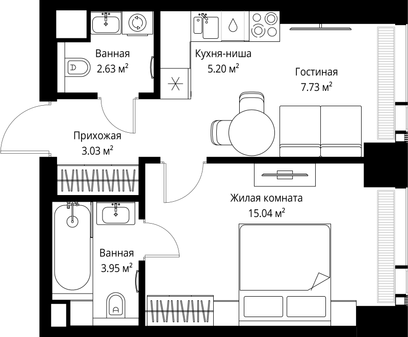 1 ккв 37,6 м²