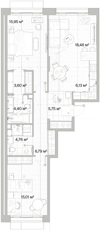 3 ккв (Евро) 80,9 м²