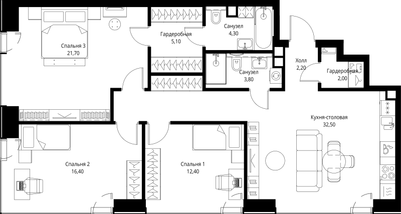 4 ккв (Евро) 100,4 м²