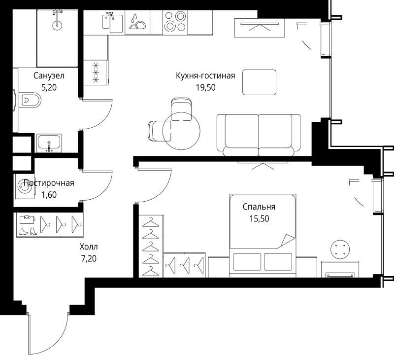 2 ккв (Евро) 50,2 м²