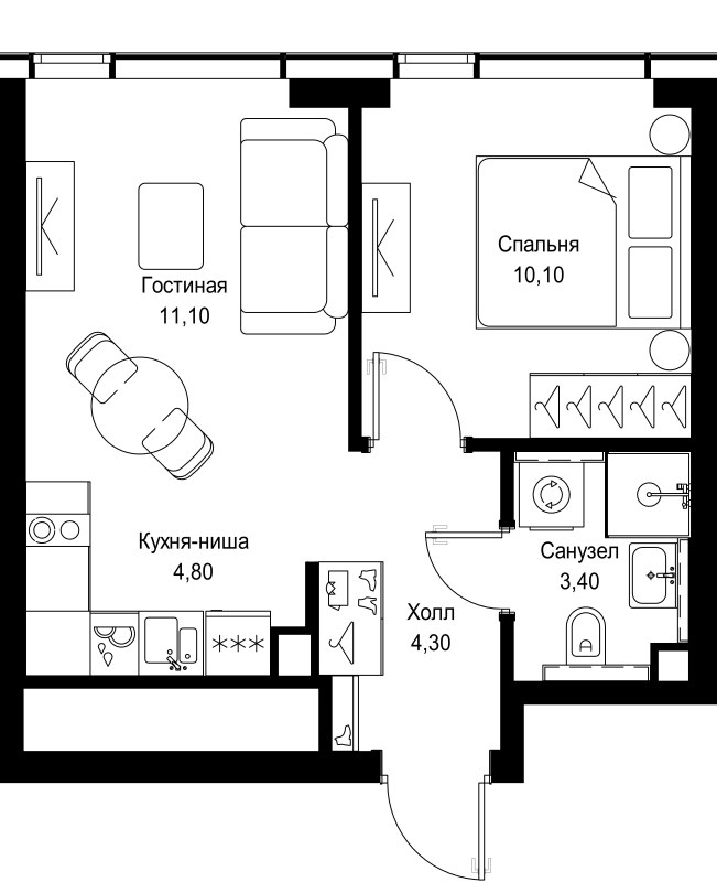 2 ккв (Евро) 33,7 м²