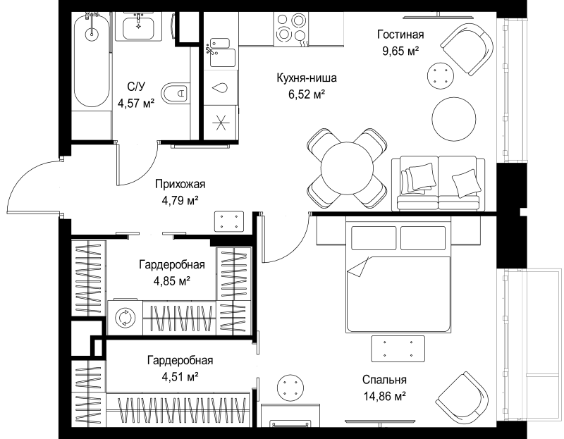 2 ккв (Евро) 49,8 м²