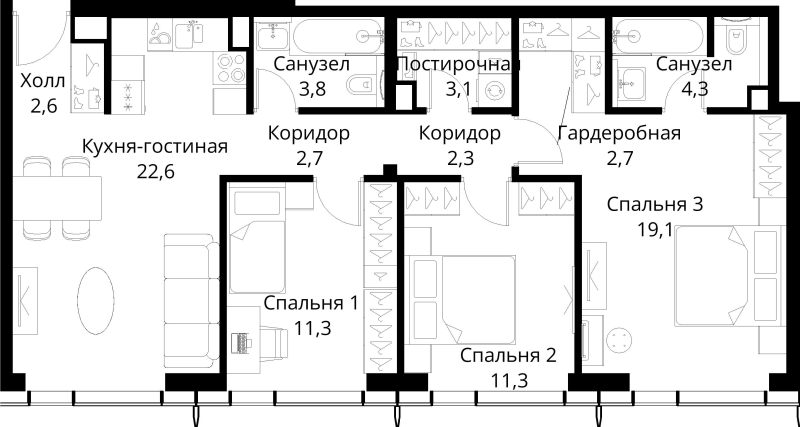4 ккв (Евро) 85,8 м²