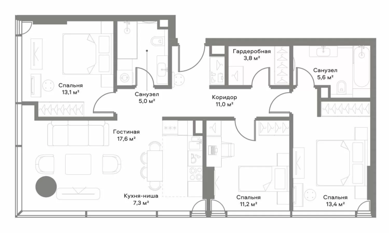 4 ккв (Евро) 88,2 м²