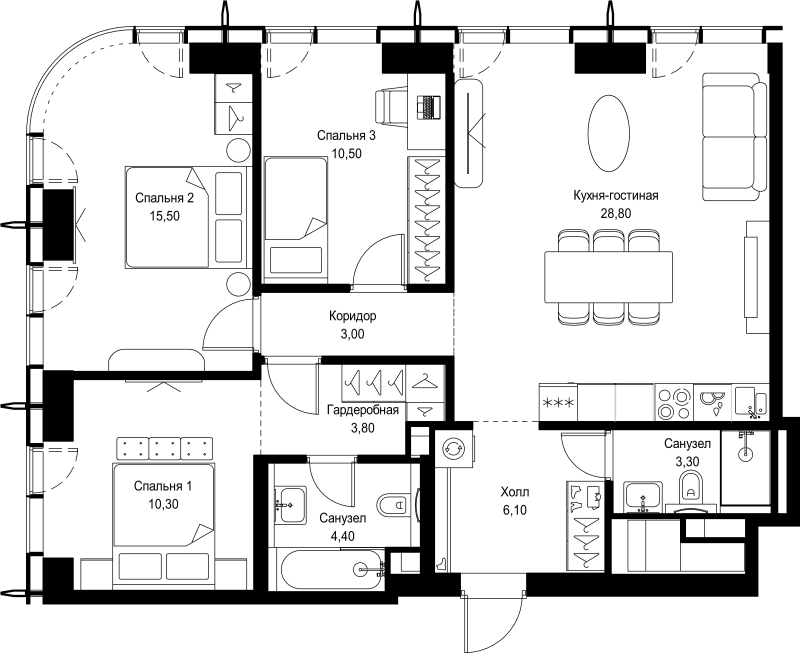 4 ккв (Евро) 85,7 м²