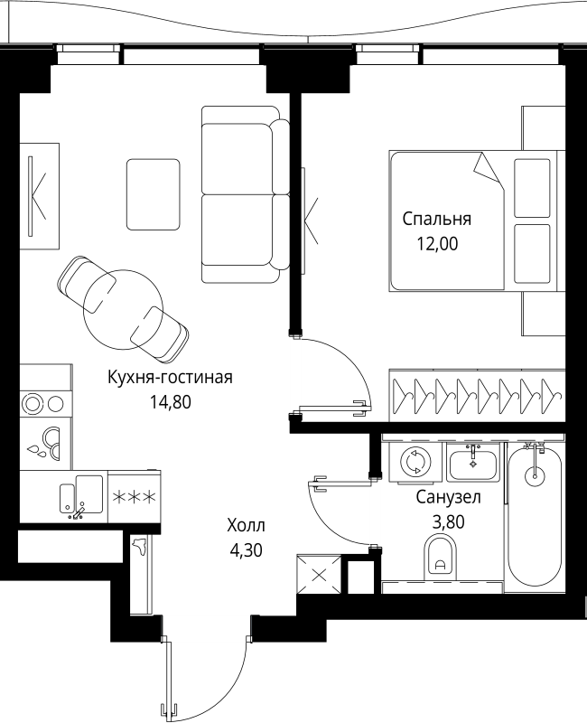 1 ккв 34,9 м²