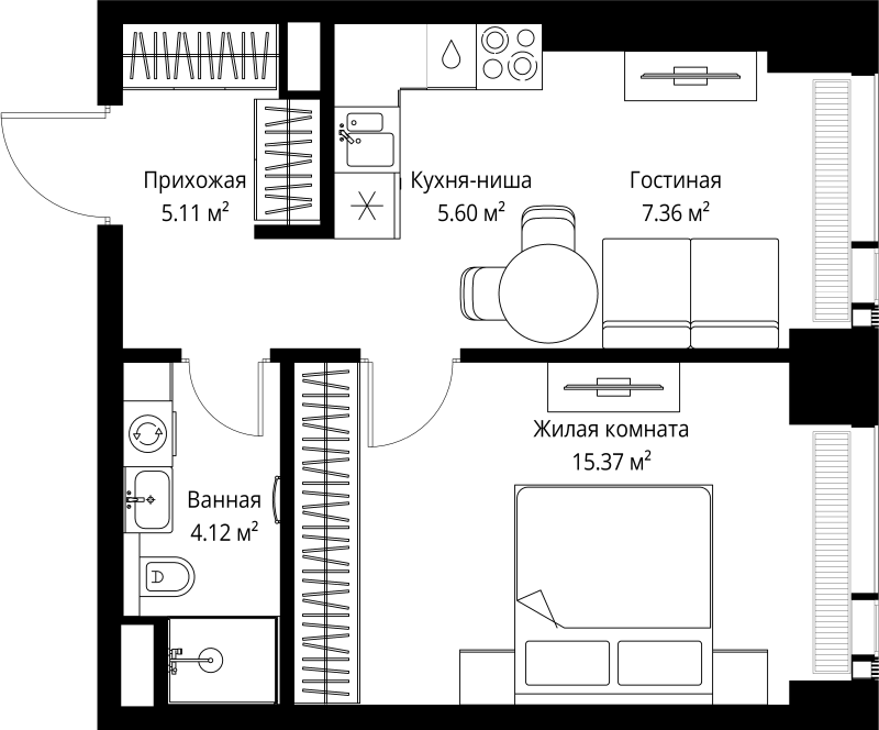 1 ккв 37,6 м²