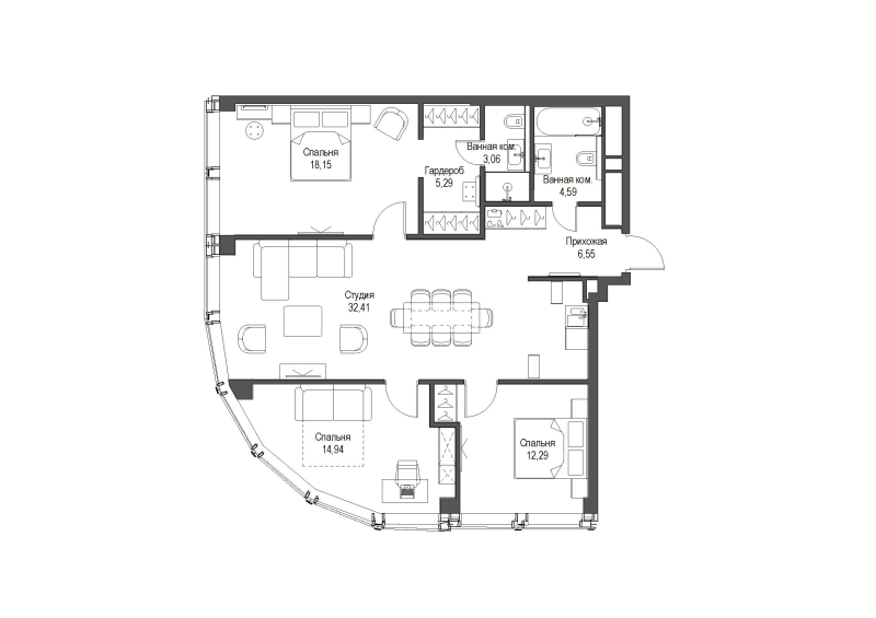 4 ккв (Евро) 107,7 м²