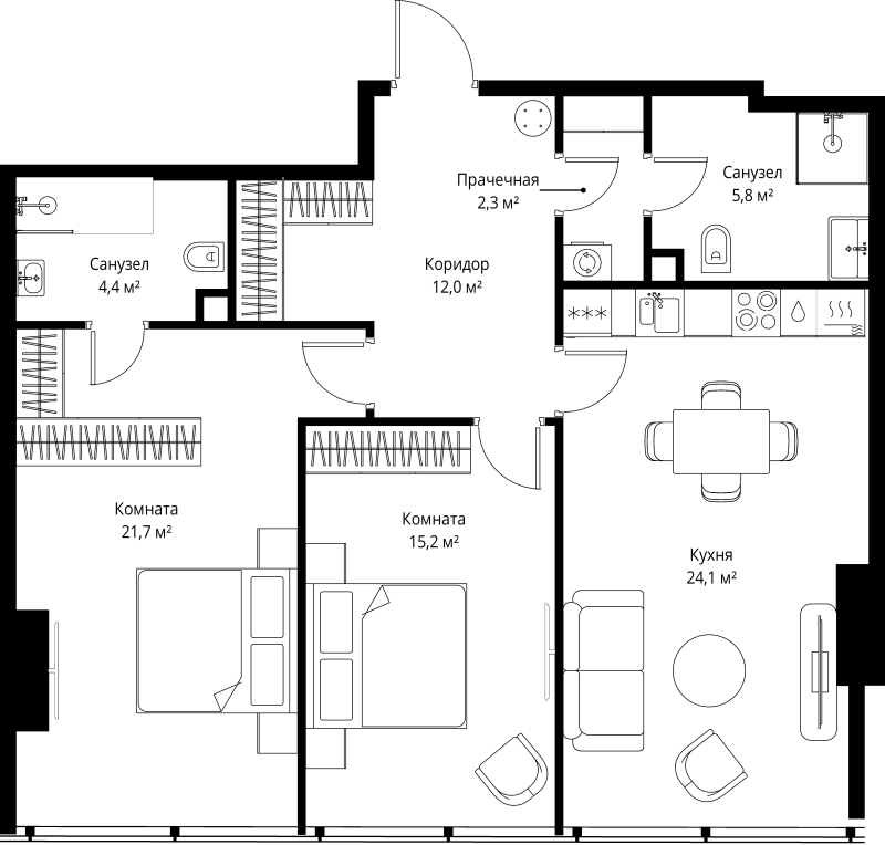 3 ккв (Евро) 85,5 м²