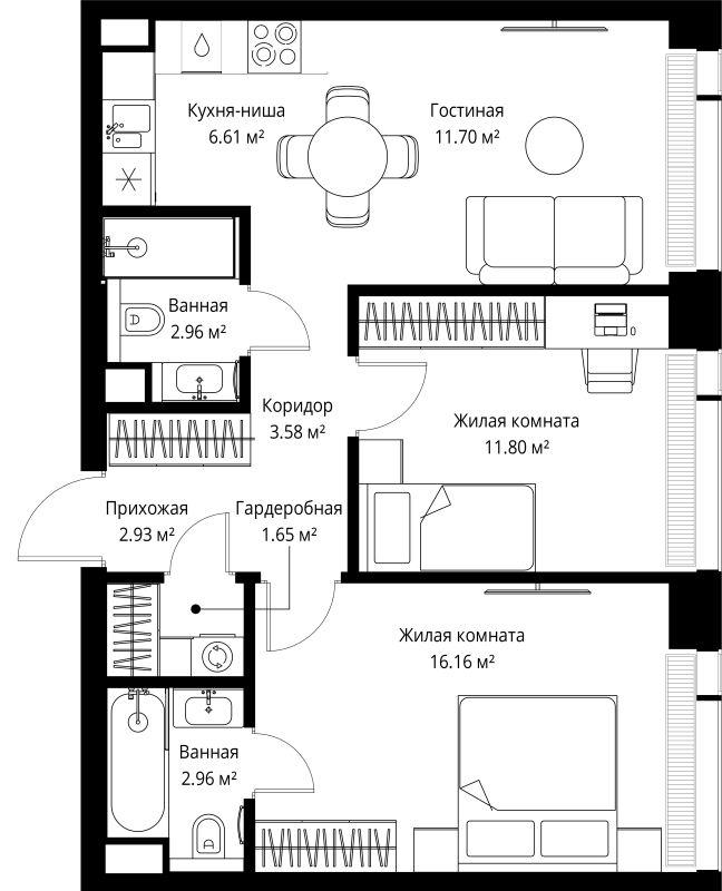 3 ккв (Евро) 60,4 м²