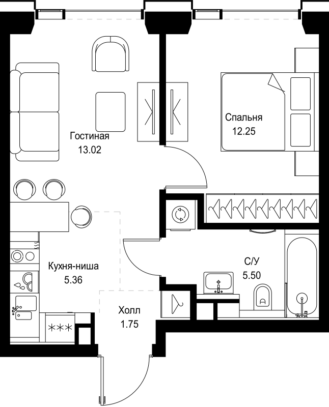 2 ккв (Евро) 37,9 м²