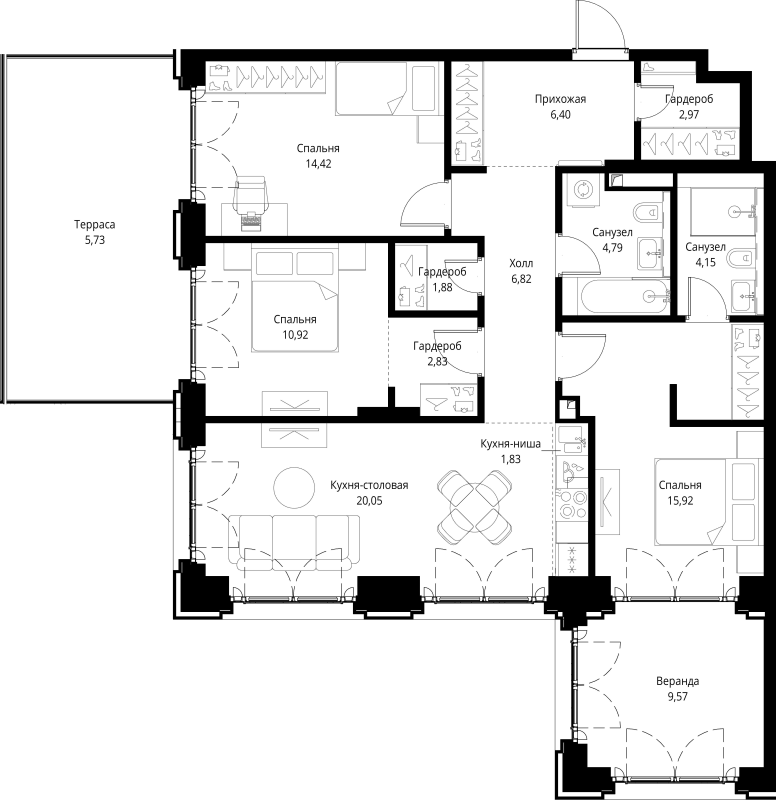 4 ккв (Евро) 108,3 м²