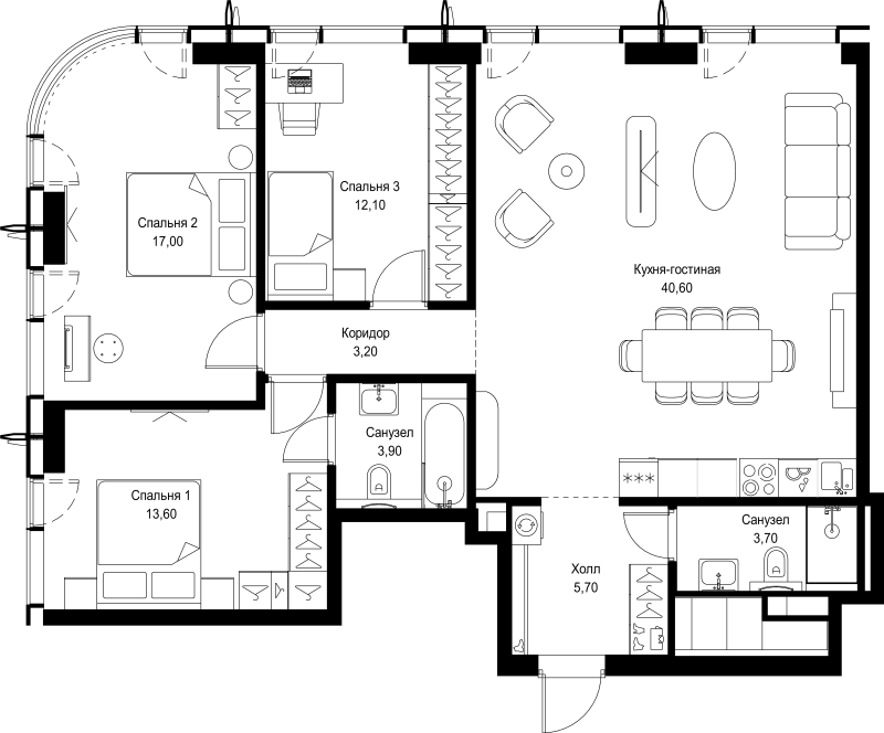 4 ккв (Евро) 99,8 м²