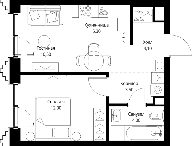 2 ккв (Евро) 39,8 м²