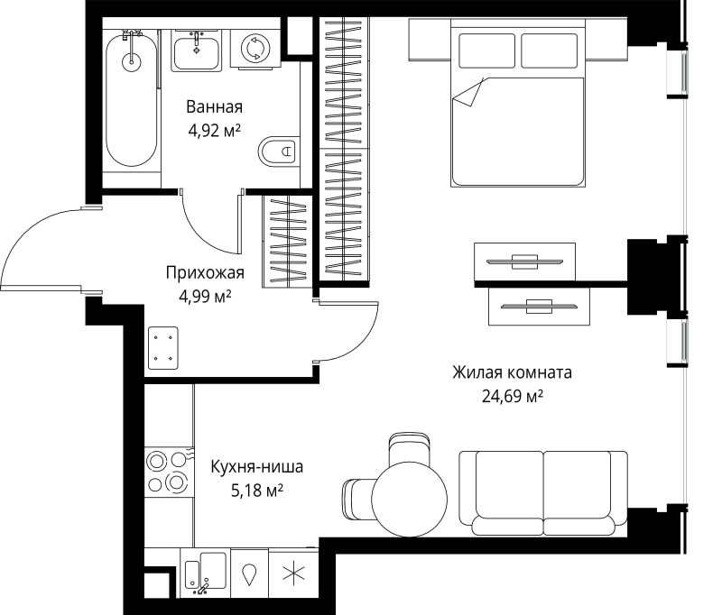 2 ккв (Евро) 39,8 м²