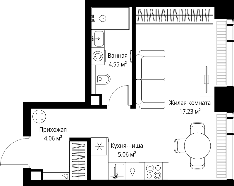 Студия 30,9 м²