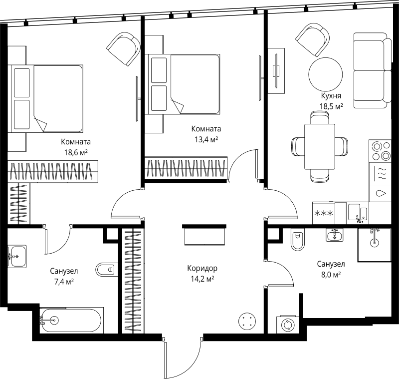 3 ккв (Евро) 80,1 м²