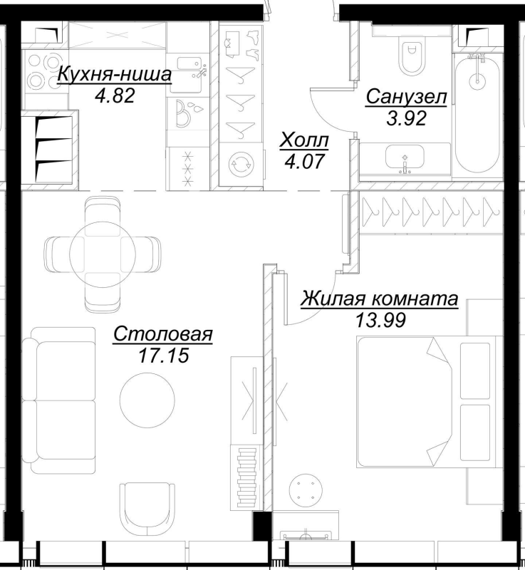 2 ккв (Евро) 43,6 м²