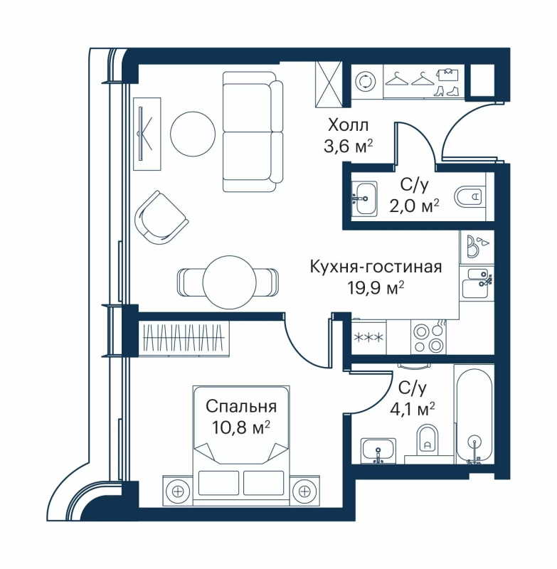 2 ккв (Евро) 39,3 м²