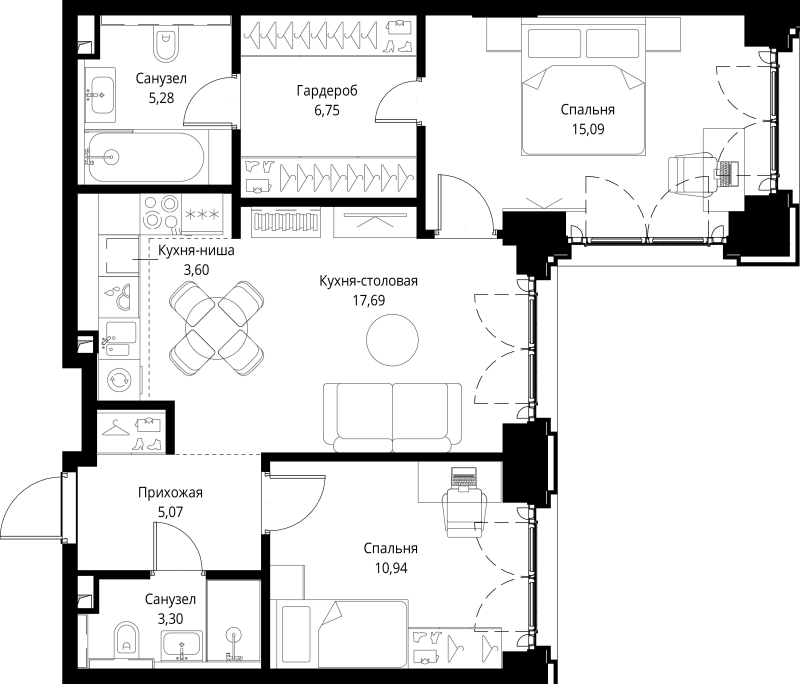 3 ккв (Евро) 67,7 м²