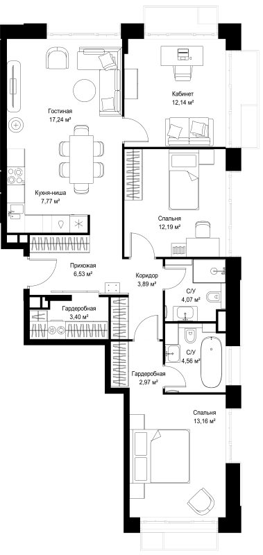 4 ккв (Евро) 87,9 м²