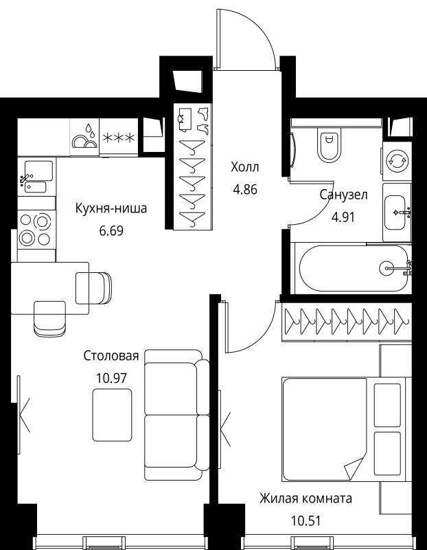 2 ккв (Евро) 37,9 м²