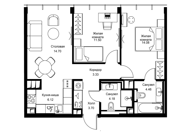 3 ккв (Евро) 62,2 м²