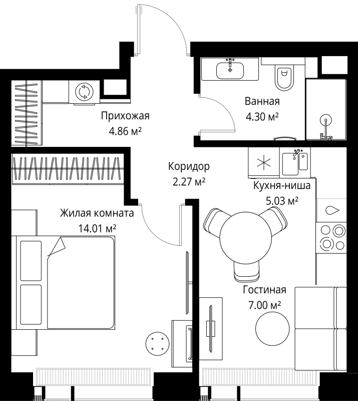 1 ккв 37,5 м²