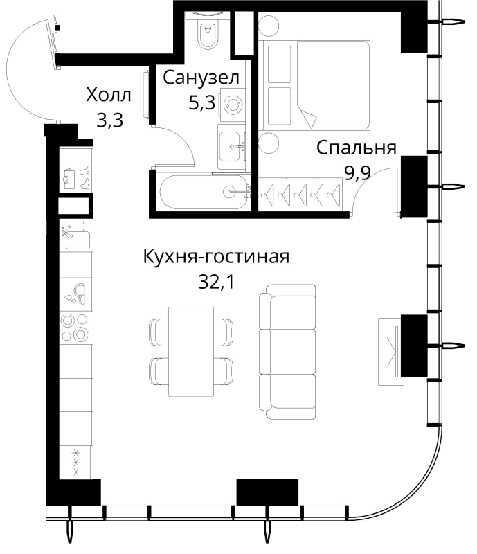 2 ккв (Евро) 50,6 м²