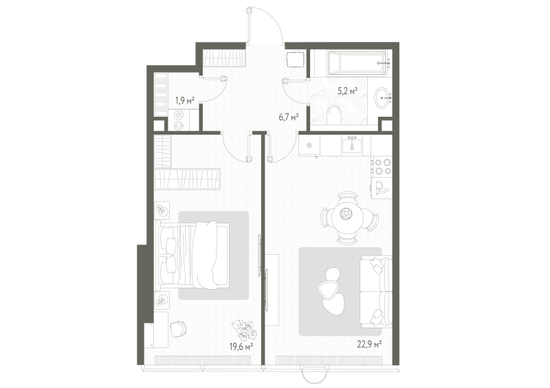 2 ккв (Евро) 56,3 м²