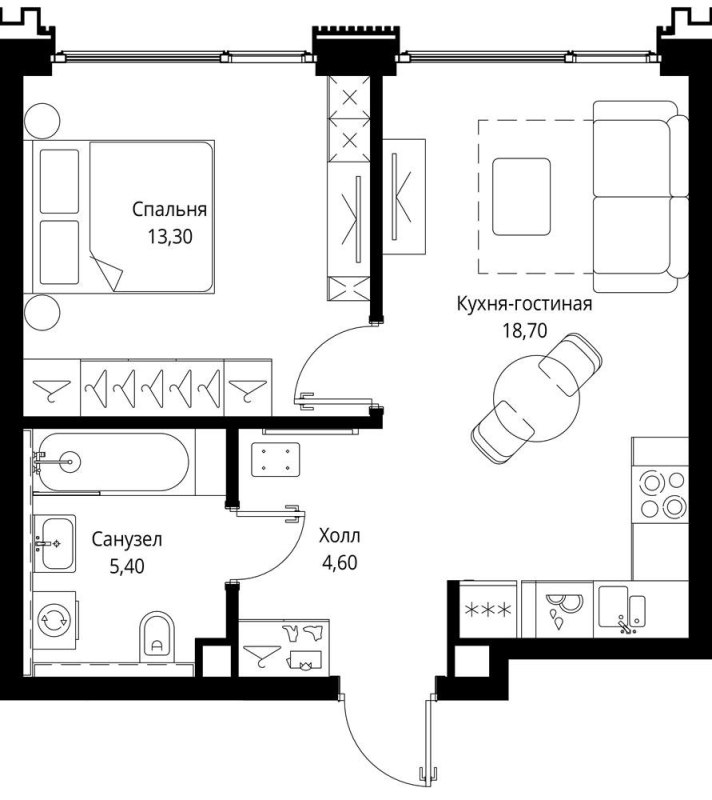 2 ккв (Евро) 42 м²