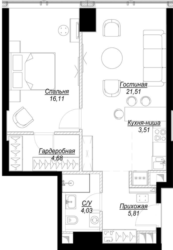 2 ккв (Евро) 55,4 м²