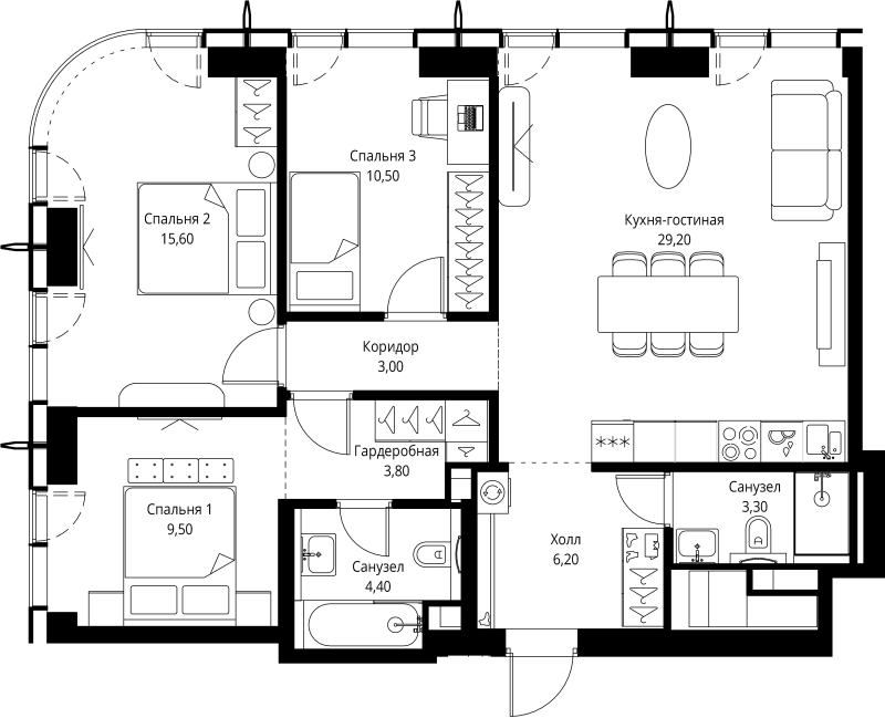 4 ккв (Евро) 85,5 м²