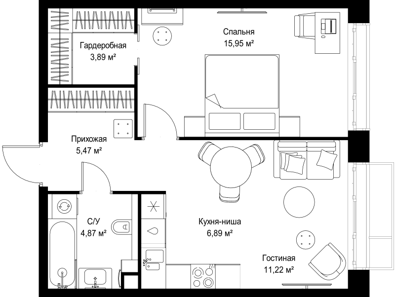 2 ккв (Евро) 48,3 м²