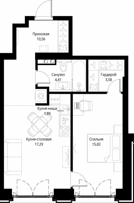 2 ккв (Евро) 53,6 м²