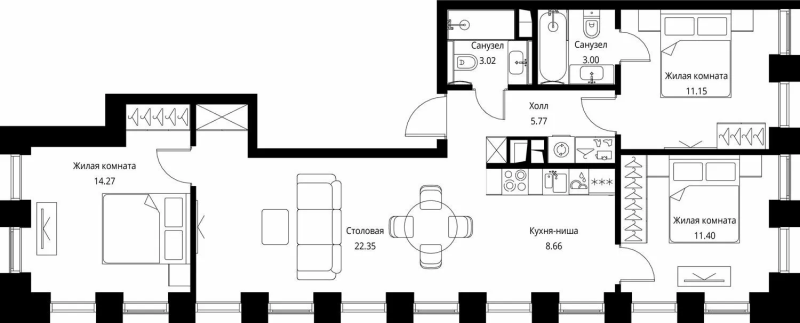 4 ккв (Евро) 79,6 м²