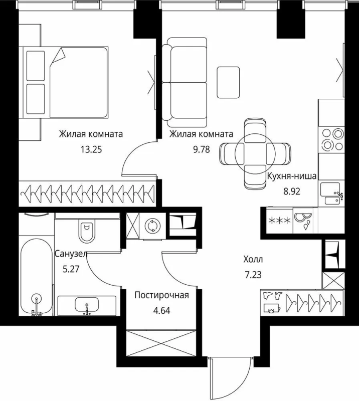 2 ккв (Евро) 49,1 м²