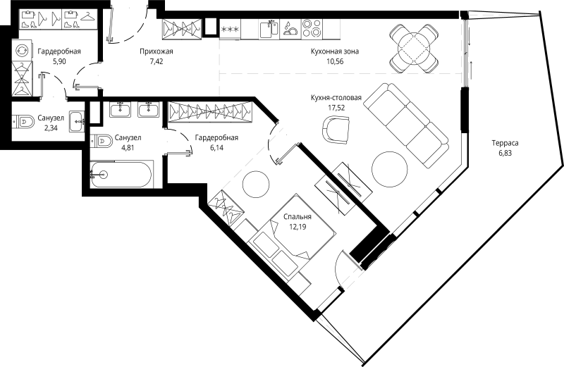 2 ккв (Евро) 75 м²